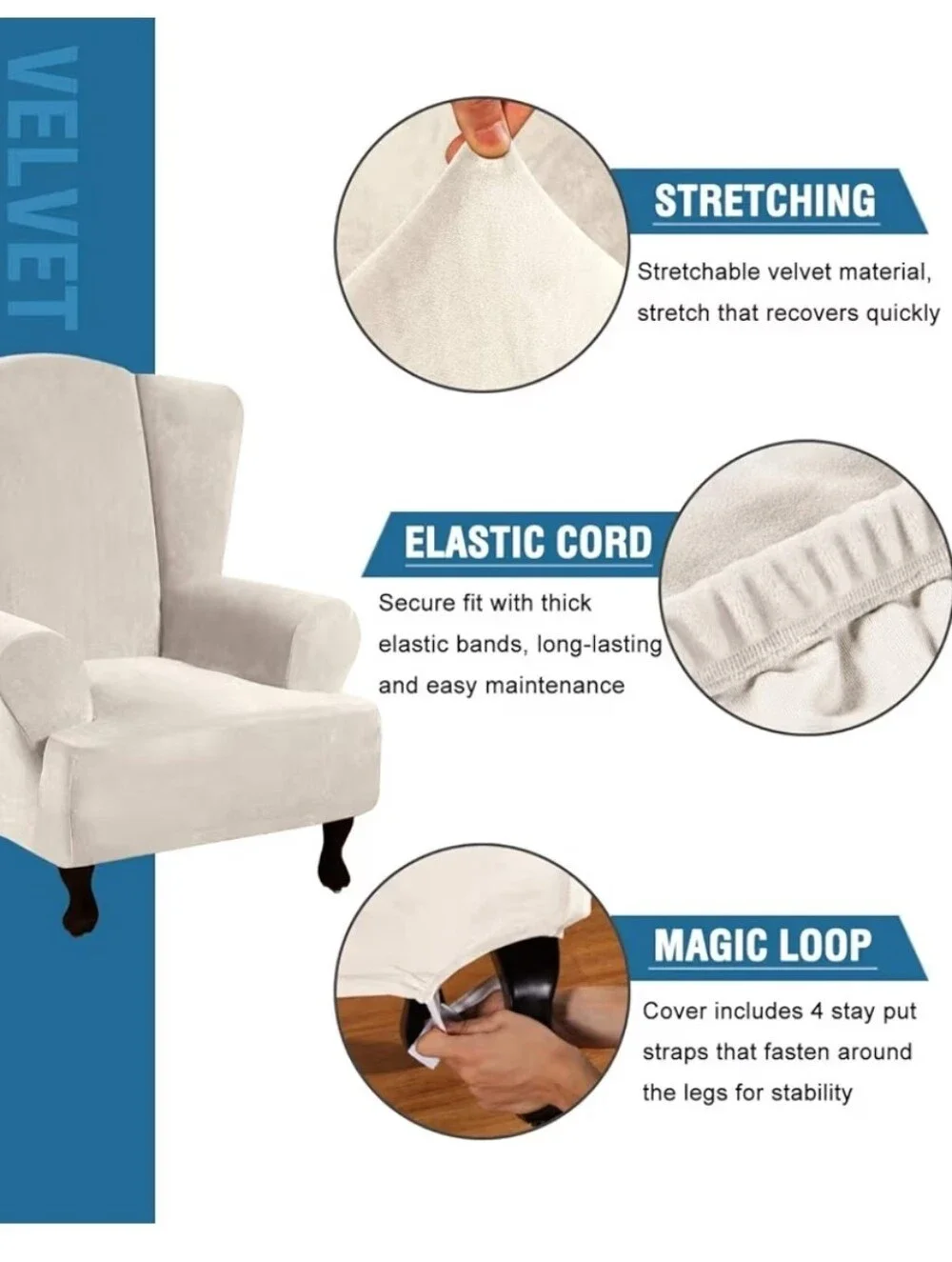 Wingback Chair Cover Ivory